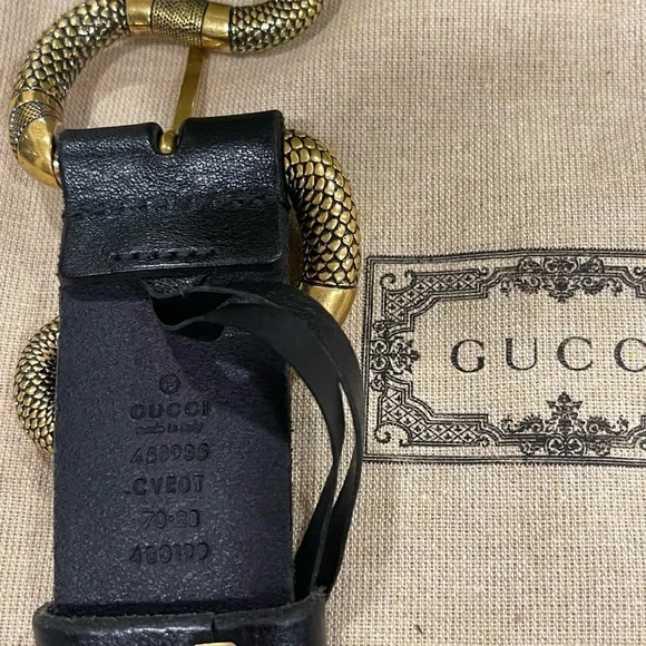 Gucci Snake Buckle Leather Belt Unisex - Picture 2 of 7